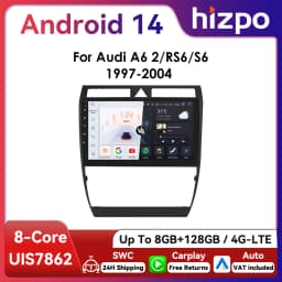 Hizpo 2Din 9inch CarPlay Andoird Auto Car Radio for Audi A6 RS6 S6 1997 - 2004 Navi GPS RDS DSP SWC BT 4G UI7862 Multimedia