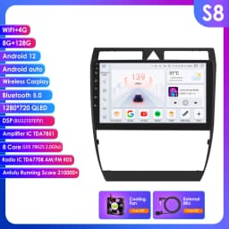 Hizpo 2Din 9inch CarPlay Andoird Auto Car Radio for Audi A6 RS6 S6 1997 - 2004 Navi GPS RDS DSP SWC BT 4G UI7862 Multimedia