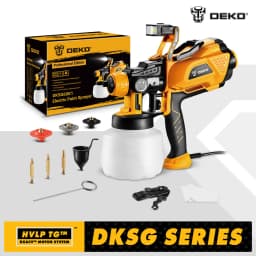 DEKO 1200ml HVLP Spray Gun with LED light High Power Electric Paint Sprayer,3 Nozzle & Large capacity Easy Spraying