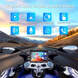 ESSGOO 5" Motorcycle Portable Wireless Apple Carplay Android Auto IP67 Waterproof GPS Nav Bluetooth Touch Screen USB TF