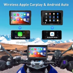 ESSGOO 5" Motorcycle Portable Wireless Apple Carplay Android Auto IP67 Waterproof GPS Nav Bluetooth Touch Screen USB TF