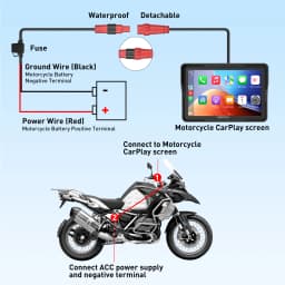 ESSGOO 5" Motorcycle Portable Wireless Apple Carplay Android Auto IP67 Waterproof GPS Nav Bluetooth Touch Screen USB TF