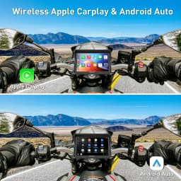 ESSGOO 5" Motorcycle Portable Wireless Apple Carplay Android Auto IP67 Waterproof GPS Nav Bluetooth Touch Screen USB TF