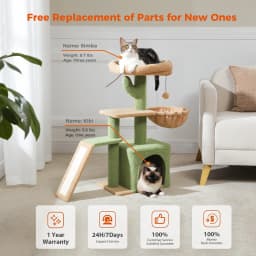 Small Cat Tree for Indoor Cats, Flower Cat Tower with Sisal Scratching Ramp, Cozy Hammock, Removable Flower Top Perch, Cat Condo