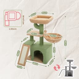 Small Cat Tree for Indoor Cats, Flower Cat Tower with Sisal Scratching Ramp, Cozy Hammock, Removable Flower Top Perch, Cat Condo