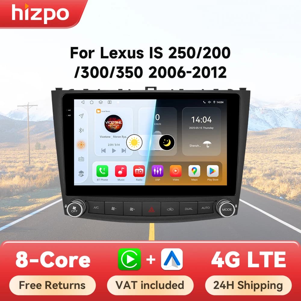 Hizpo 10.1 Inch Car Radio Player For Lexus IS250 200 300 350 2006 - 2012 Stereo Apple Carplay Androdi Auto GPS Navi Stereo 6115