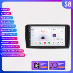 Hizpo 9" Car Multimedia Player For Mercedes ML W164 X164 ML350 ML300 GL500 ML320 ML280 GL350 GPS Stereo 2din Android Carplay RDS