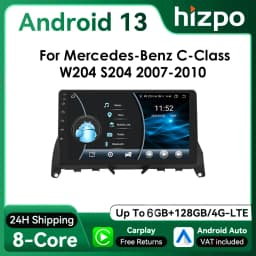 9“ Hizpo 2Din Android Auto Wireless CarPlay Car Radio for Mercedes Benz C-Class W204 S204 2007 - 2010 GPS RDS DSP UI8581 System