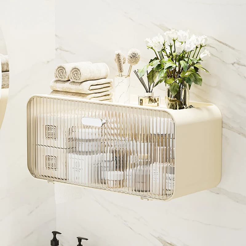 Bathroom store Wall Mounted Tissue Tissue Box Multifunctional Storage Rack for Toiletries Storage Box Shampoo Organizer