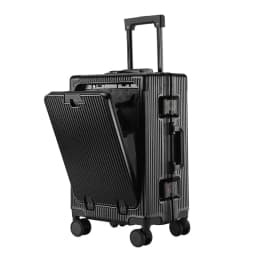 Front Opening Large Capacity Rolling Luggage Case Aluminum Frame Trolley Case Boarding Suitcase With cup holders