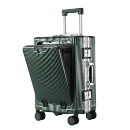 Front Opening Large Capacity Rolling Luggage Case Aluminum Frame Trolley Case Boarding Suitcase With cup holders