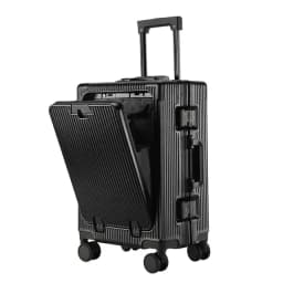 Front Opening Large Capacity Rolling Luggage Case Aluminum Frame Trolley Case Boarding Suitcase With cup holders
