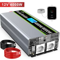 8000W Solar Power Inverter DC 12V/24V to AC 230V Pure Sine Wave Inverter Converter with RC and Dual USB Car Charge Inverter
