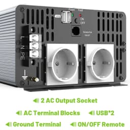 8000W Solar Power Inverter DC 12V/24V to AC 230V Pure Sine Wave Inverter Converter with RC and Dual USB Car Charge Inverter