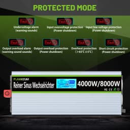 8000W Solar Power Inverter DC 12V/24V to AC 230V Pure Sine Wave Inverter Converter with RC and Dual USB Car Charge Inverter
