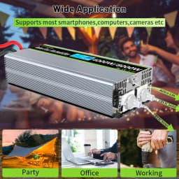8000W Solar Power Inverter DC 12V/24V to AC 230V Pure Sine Wave Inverter Converter with RC and Dual USB Car Charge Inverter