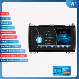 Hizpo 9inch CarPlay Android Auto Car Radio for Mercedes Benz Viano Vito W639 B200 W169 W245 Sprinter W906 GPS DSP RDS UI8581