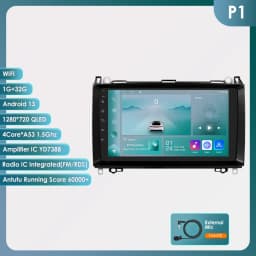 Hizpo 9inch CarPlay Android Auto Car Radio for Mercedes Benz Viano Vito W639 B200 W169 W245 Sprinter W906 GPS DSP RDS UI8581