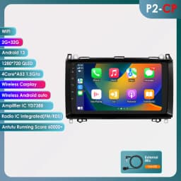 Hizpo 9inch CarPlay Android Auto Car Radio for Mercedes Benz Viano Vito W639 B200 W169 W245 Sprinter W906 GPS DSP RDS UI8581