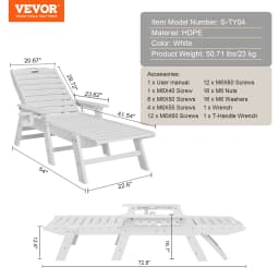 SucceBuy Chaise Lounge Chair Weight Capacity Adjustable Patio Lounge Chair for Outdoor for Pool Poolside Deck Backyard Lawn