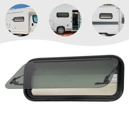 700x300mm RV Tempered Glass Push Out Window Rounded Corners/Right Angle Caravan Camper Windows with Screen Window Sunshade
