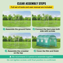 SucceBuy 12x7x7 ft Walk-in Tunnel Greenhouse Portable Plant Hot House with Galvanized Steel Hoops 1 Top Beams 2 Diagonal Poles