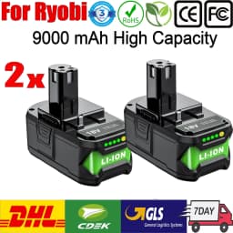 For Ryobi 18V Battery 6A 9A Li-ion Rechargeable Battery Replacement Battery For Ryobi P108 P107 P109 Power Tool Battery