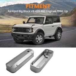 2x Aluminum Cam Valve Rocker Covers with Bolts for Ford V8 BBF 429 460 Big Block