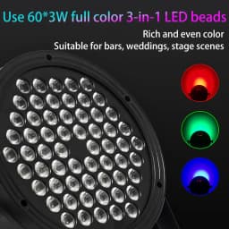 2PCS 60*3W LED Par Lights DJ Party Restaurant Disco Lights DMX512 Control Full Color Stage Lights Audience Festival Ambient Lamp