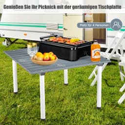 Camping table Wood roll-up picnic table, all-purpose portable outdoor table with carrying bag for beach picnics
