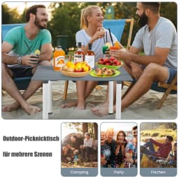 Camping table Wood roll-up picnic table, all-purpose portable outdoor table with carrying bag for beach picnics