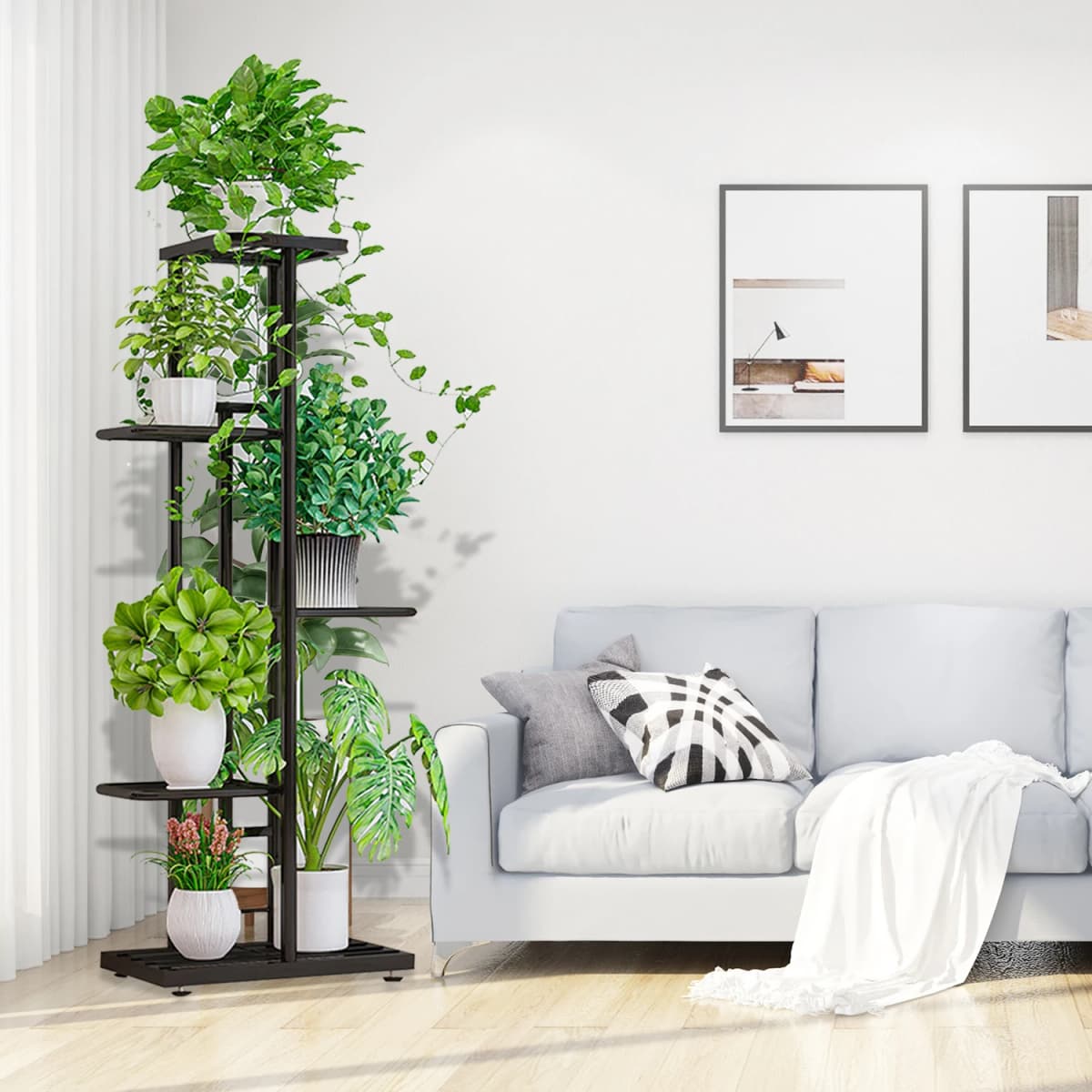 5 Tier Extra Large Metal Plant Stand Shelf Multiple Flower Pot Rack Home Garden Balcony Planter Holder Decor Display Shelving