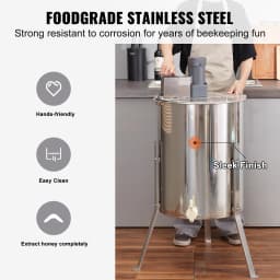 SucceBuy Electric Honey Extractor 4/8 Frames Honey Spinner Stainless Steel Beekeeping Extraction Height Adjustable Stand