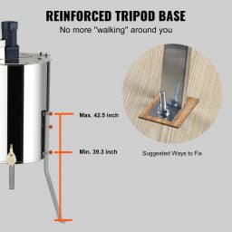 SucceBuy Electric Honey Extractor 4/8 Frames Honey Spinner Stainless Steel Beekeeping Extraction Height Adjustable Stand