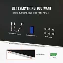 SucceBuy Black Board 70 x 40 in Large Chalkboard w/ Aluminum Frame Black Boards Dry Erase 1 Magnetic Erase & 3 Dry Erase Markers