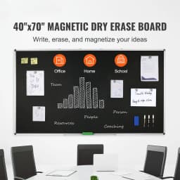 SucceBuy Black Board 70 x 40 in Large Chalkboard w/ Aluminum Frame Black Boards Dry Erase 1 Magnetic Erase & 3 Dry Erase Markers