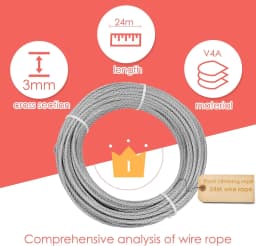 Climbing plant frame support grid climbing plants, 16 meter stainless steel rope, grid fixing kit, garden line home
