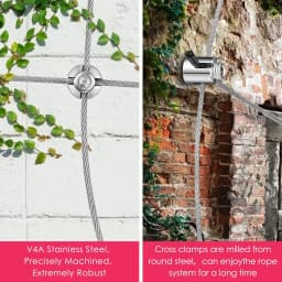 Climbing plant frame support grid climbing plants, 16 meter stainless steel rope, grid fixing kit, garden line home