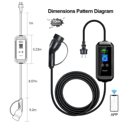 ISIGMA Portable EV Charger 16A 3.6kw Type2 IEC62196-2 Tuya APP EVSE Charging 10M Cable Type2 Plug Wallbox for Electric Car