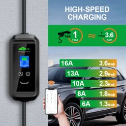ISIGMA Portable EV Charger 16A 3.6kw Type2 IEC62196-2 Tuya APP EVSE Charging 10M Cable Type2 Plug Wallbox for Electric Car