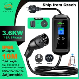 ISIGMA Portable EV Charger 16A 3.6kw Type2 IEC62196-2 Tuya APP EVSE Charging 10M Cable Type2 Plug Wallbox for Electric Car