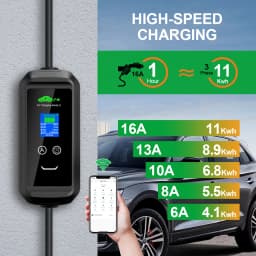 ISIGMA Portable EV Charger Type2 IEC62196-2 16A 11kw Tuya APP EVSE Charging Wallbox Total 7M Type2 Plug Wallbox Electric Cars
