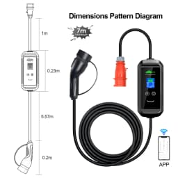 ISIGMA Portable EV Charger Type2 IEC62196-2 16A 11kw Tuya APP EVSE Charging Wallbox Total 7M Type2 Plug Wallbox Electric Cars