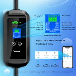 ISIGMA Portable EV Charger Type2 IEC62196-2 16A 11kw Tuya APP EVSE Charging Wallbox Total 7M Type2 Plug Wallbox Electric Cars
