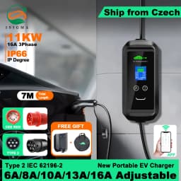 ISIGMA Portable EV Charger Type2 IEC62196-2 16A 11kw Tuya APP EVSE Charging Wallbox Total 7M Type2 Plug Wallbox Electric Cars