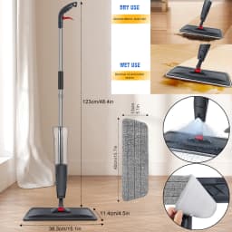 Spray Mop Broom Set Magic Flat Mops for Floor Home Cleaning Household Tool with Reusable Microfiber Pads 360° Rotating, 700ml