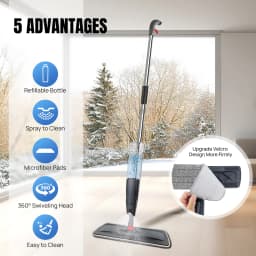 Spray Mop Broom Set Magic Flat Mops for Floor Home Cleaning Household Tool with Reusable Microfiber Pads 360° Rotating, 700ml