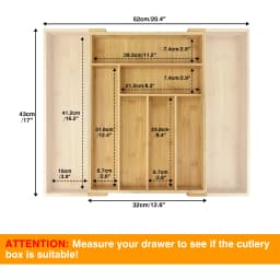 VickyHome Utensil Tray,Cutlery Tray Organizer for Kitchen,Wooden Utensil Drawer Organizer,8 Compartment Expandable Cutlery Tray