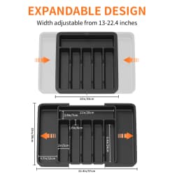 VickyHome Utensil Tray,Cutlery Tray Organizer for Kitchen,Wooden Utensil Drawer Organizer,8 Compartment Expandable Cutlery Tray