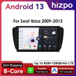 10.1" Hizpo 2Din Android Auto Car Radio for Seat Ibiza 2009 - 2013 GPS Navigation RDS DSP 4G SWC BT CarPlay Intelligence System